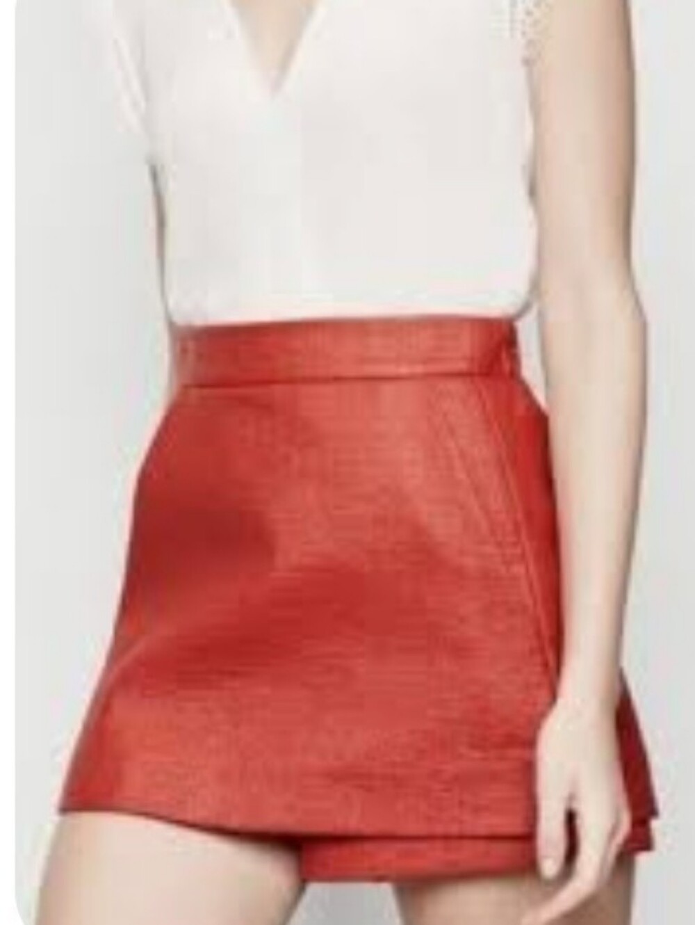 Maje NWT Burn Orange Tweed Mini Skirt Skort Size 36.